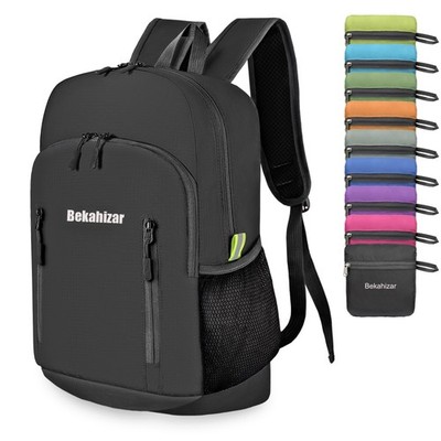 Bekahizar 20L Ultraleichter Rucksack Faltbar Wandern Daypack Rucksack Schwarz