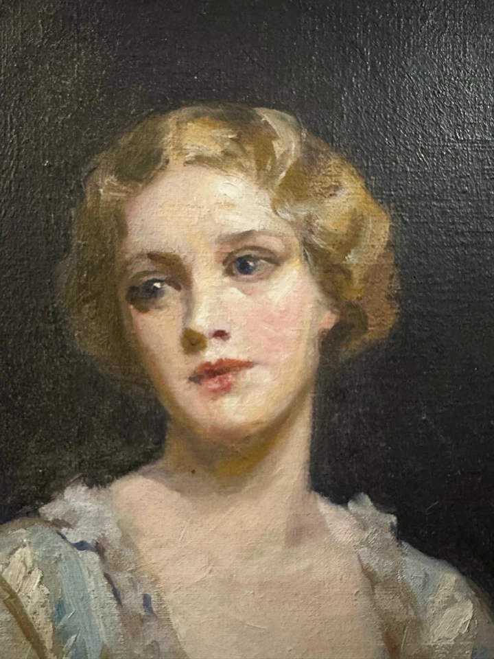 Antique Painting (19TH Cen-ry): Portrait Of A Lady , Oil On Canvas - Image 3 of 4