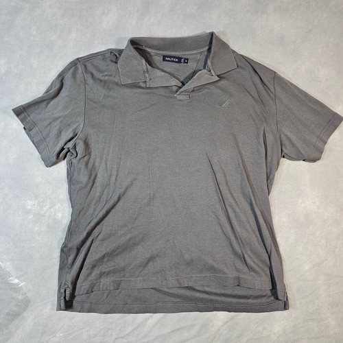 Nautica, Vintage Nautica Polo Men's Size XL Grey Short Sleeve Cotton Shirt