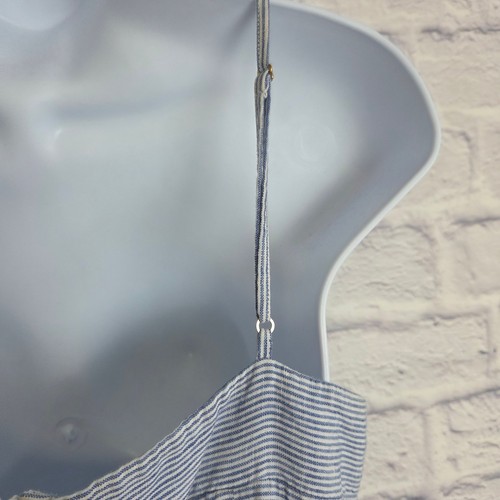 J. Crew Jumpsuit Size 6 Blue White Stripe 100% Linen Pockets Adj. Straps Belted - Picture 7 of 18
