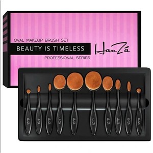 hanza oval makeup brush set NIB