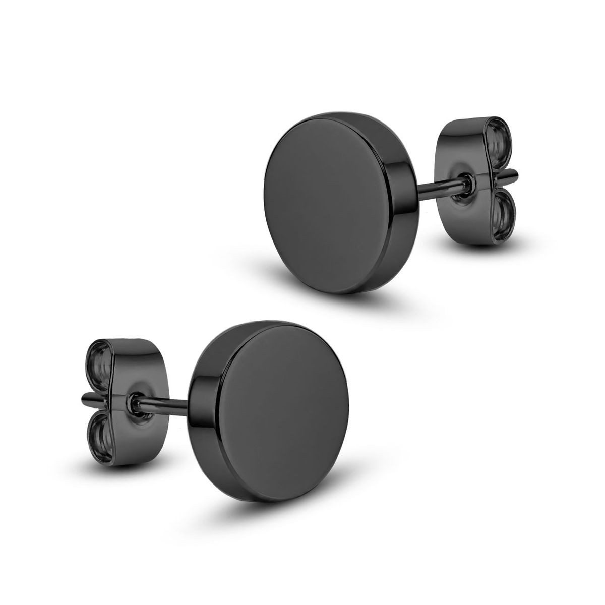 2 orecchini tondi acciaio inox argento/nero 3 – 10 donna uomo minimalista foto 4