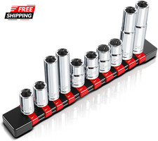 10pcs 38 14 Drive 10mm Socket Set Deep Shallow Socket 6 Point 12 .. 10pcs 38 14 Drive 10mm Socket Set Deep Shallow Socket 6 Point 12 ..