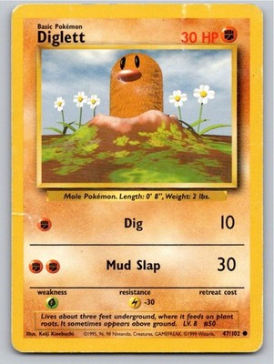 1999 POKEMON DIGLETT BASE SET UNLIMITED 47/102 C MP A63617 FREE S&H