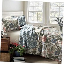 Sydney Reversible Cotton Quilt Set, 3 Piece Set, Full/ Full/Queen Leaf Print