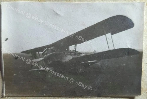 WW1 RAF 84 ? Sqn SE 5a faulty undercarriage ? crash-  original photo 6.5 by 4cm