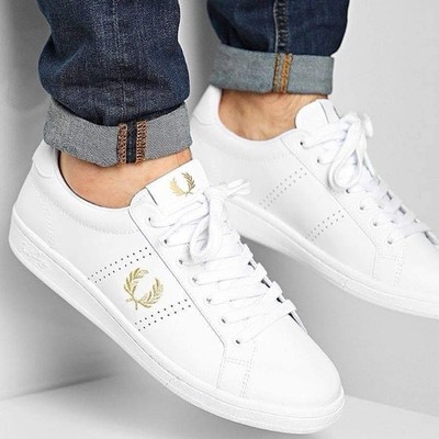 New Fred Perry UK 12 US 13 EU 47 Shoe Leather Snow White B4321 B721