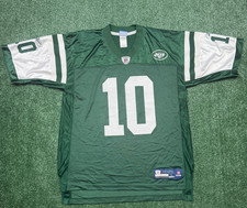 Camiseta de fútbol americano de los NY Jets para hombre talla L verde NFL rebook Santonio Holmes