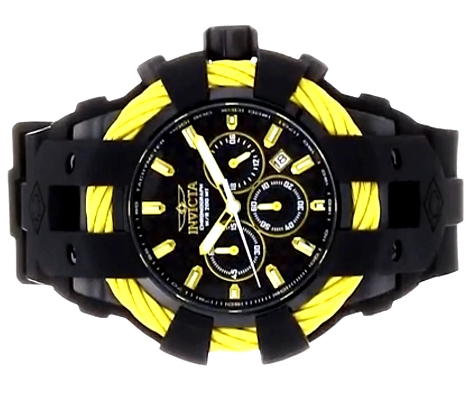 Invicta 23871 Bullone Display Analogico Quarzo Nero Orologio Con 3 da Sub Nuovo - Immagine 3 di 4