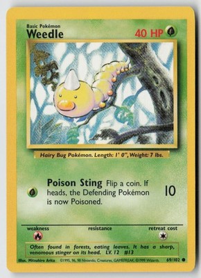 Weedle 069/102 - Base Set - PTCG - DAMAGED