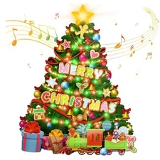  Musical Christmas Tree Cards, 12" x 8" Handmade 3D Pop Up 2-Christmas Tree