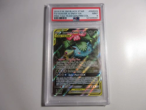 PSA 9 Venusaur & Snivy GX Full Art Premium Collection Promo Pokemon Card