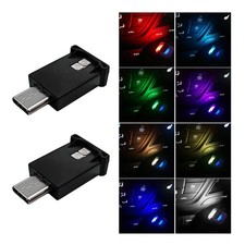 2 PCS USB Type C LED Ambient Light, 8 Colors RGB 5V Car Smart Atmosphere...