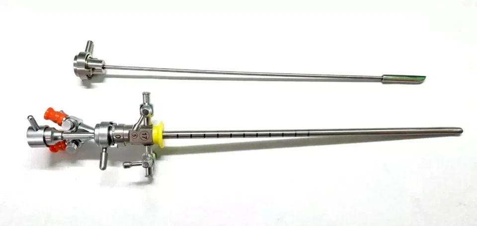 Funda para cistoscopia laparoscópica 17FR con puente de doble canal instrumentos SS Foto 3 de 4