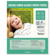 Double Sided Glossy Photo Paper 8.5 x 11 Letter Size for Inkjet Printer, 100 ...