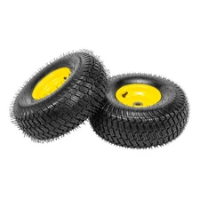 Two 15x6.00-6 Lawn Mower Turf Tires & Wheels 4 Ply Tubeless 15x6-6 15 6 6
