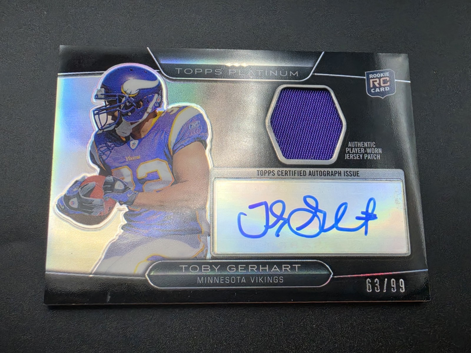 Toby Gerhart Topps Platinum Patch Autograph #ARPTG Base