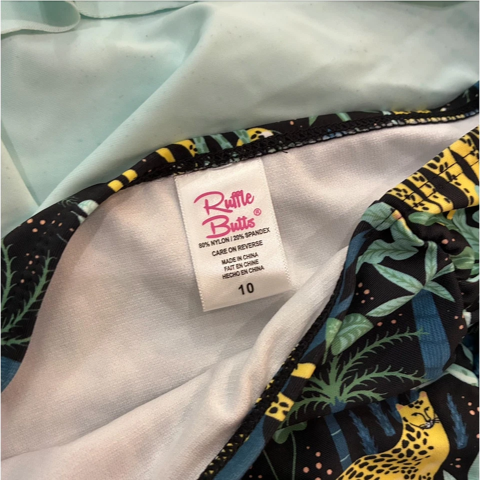 Babado Butts Meninas Duas Peças Natação Azul Selva Meninas Tamanho 10Y - Imagem 3 de 4