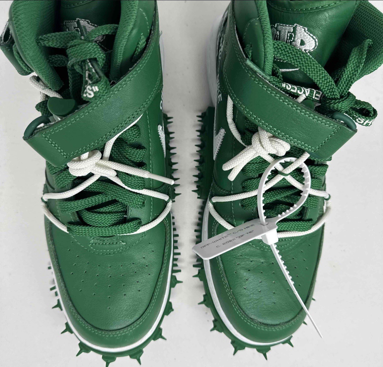 Off White x Nike Air Force 1 Mid SP pelle 'verde pino' taglia 11 5 usate