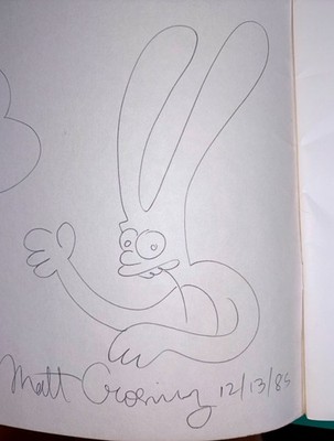 Life in Hell Matt Groening Signed Binky Sketch Love Streisand Composers Bergmans