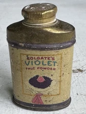 Antique Miniature Colgate's Eclat Talc Powder Sample Advertising Tin Bottle