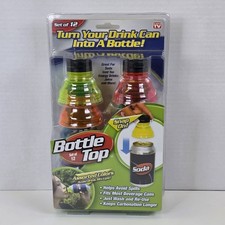 AS SEEN ON TV SET OF 12 BOTTLE TOPS TURN YOUR DRINK CAN INTO A BOTTLE NEW