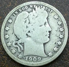 US 1909-S Barber Quarter Dollar  **