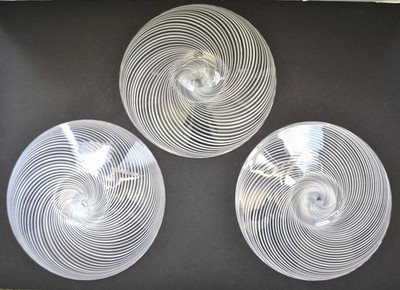 Set of Three Mezza Filigrana Art Glass Charger Plates 12 3/4'' Perfect Condition