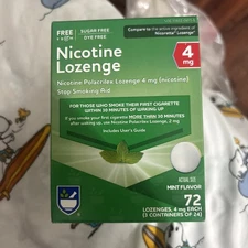 Nicotine Lozenge Rite Aid 4mg Mint Flavor 72 Count Stop Quit Smoking Sugar Free