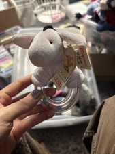 Classic Winnie the Pooh Gund Eeyore Stuffed Plush Ring Rattle Baby Toy