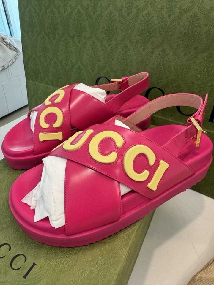 Sandalias Gucci de cuero rosa fucsia.  Nuevo en caja talla 37,5 Foto 4 de 4