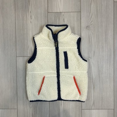 Mini Boden Size 3-4Y Sherpa Hoodie Cream Vest Full Zip