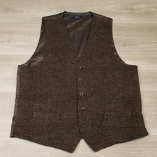 Gioberti Suit Vest Waist Coat Mens XL Soft Tweed Five Button Brown Adjustable