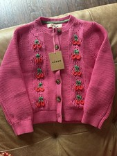 Mini Boden Cherry Knit Embroidered Sweater 
