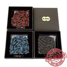 KMC X11SL DLC 11-speed 118Link 11s MTB Road Bike Chain - Black/Red/Blue