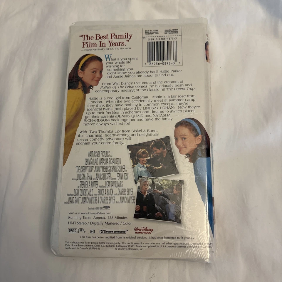 Walt Disney The Parent Trap 1998 VHS Sealed- Lohan Quaid Richardson Foto 2 de 4