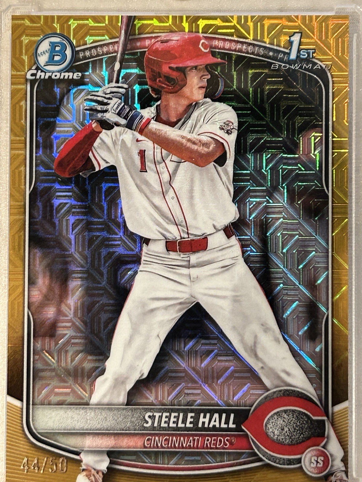 Bowman Draft Steele Hall Cincinnati Reds Gold Mojo Refractor BDC-20 /50 2025