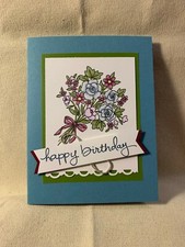 Stampin Up Birthday Card with envelope bouquet 5.5" x 4.25"