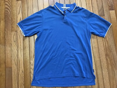 Adidas Golf Polo Short Sleeve Shirt Climalite Blue Size Large Cotton Polyester
