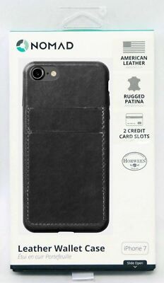 NEW Nomad iPhone 8/7 Slate Gray LEATHER Wallet Case 2-Card Slot Patina Minimal
