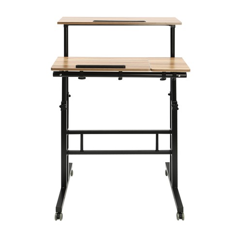 Rolling Laptop Desk Adjustable Height Computer Table Stand up Office Workstation - Picture 9 of 19
