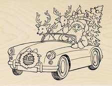 SANTA CRUISING Rubber Stamp R279 Stampendous Brand NEW Claus Christmas tree