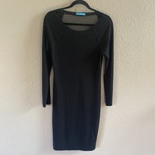 Alice + Olivia Dress Womens Medium Black Long Sleeve Bodycon Mesh Back LBD Sexy