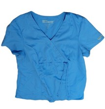 Grey's Anatomy Scrub Top Medium light blue side pockets tie