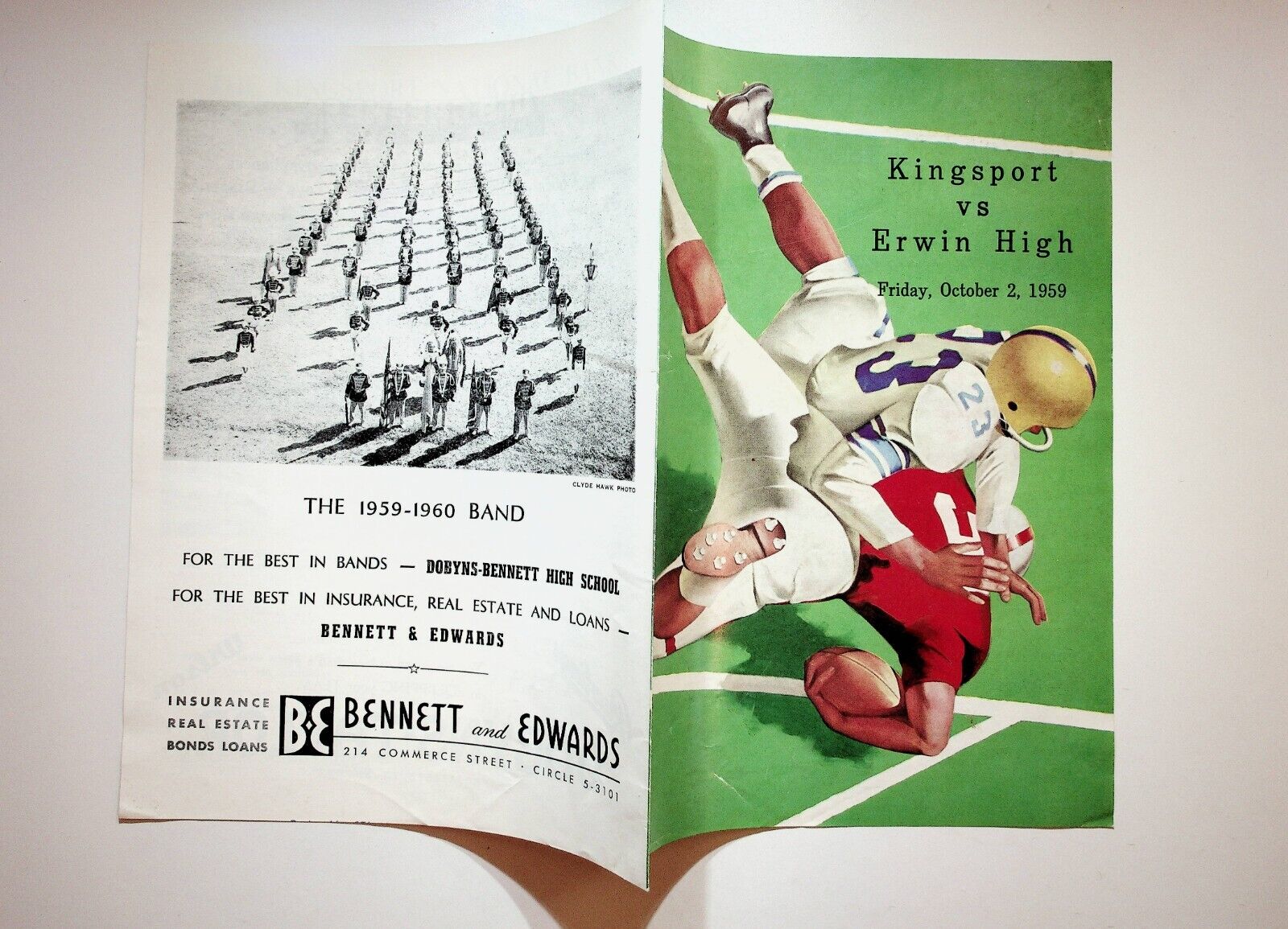 1959 October 2 Kingsport vs Erwin Tennessee High School Football Program