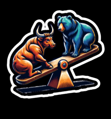 Bull Bear Stock Market Sticker for Traders Laptop, Water Bottle etc...
