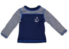 Cat And Jack Navy Stripe Nautical Blue Long Sleeved Rash Guard Size 12 Mo NWT