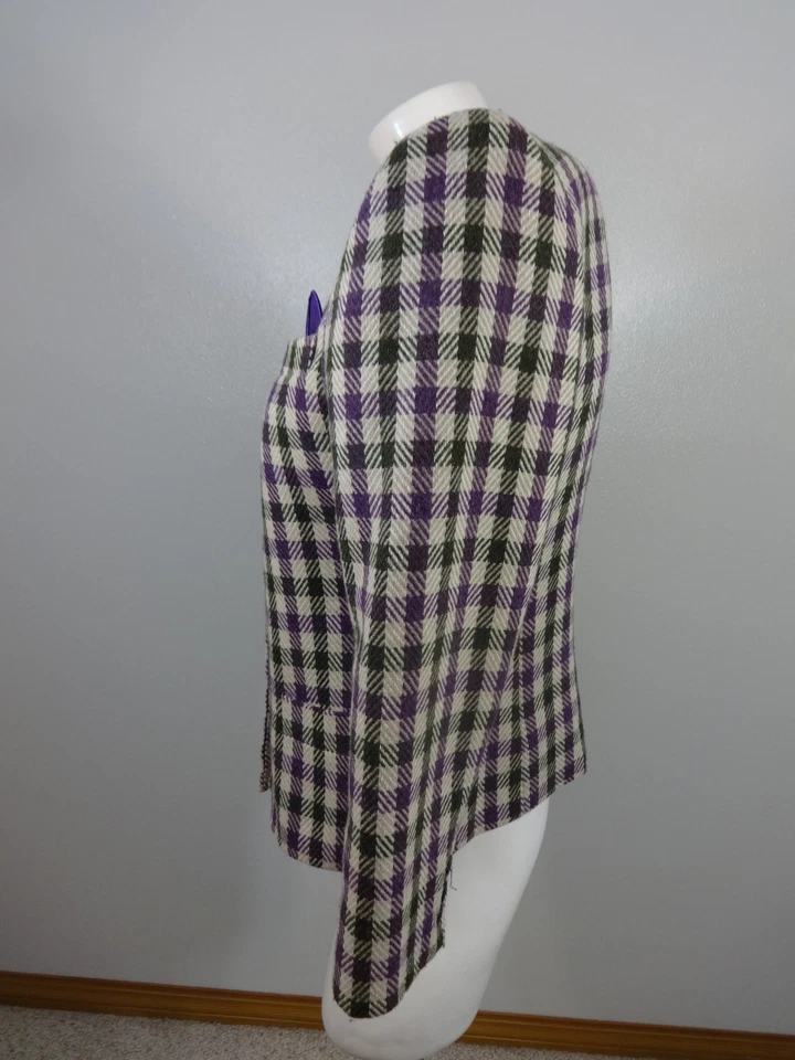 CHAQUETA BLAZER KAREN SCOTT PETITES MUJER BEIGE PÚRPURA MEZCLA LANA TALLA 8 Foto 2 de 4