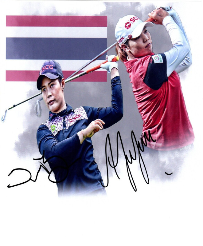 Ariya & Moriya Jutanugarn LPGA duo signed autographed 8x10 golf photo Thailand z