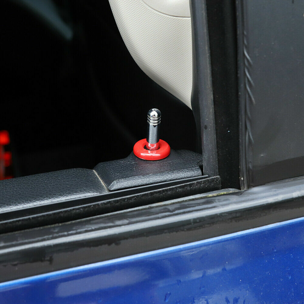 4pcs Red Car Door Lock Pin Ring Decor Cover Trim For Dodge RAM 1500